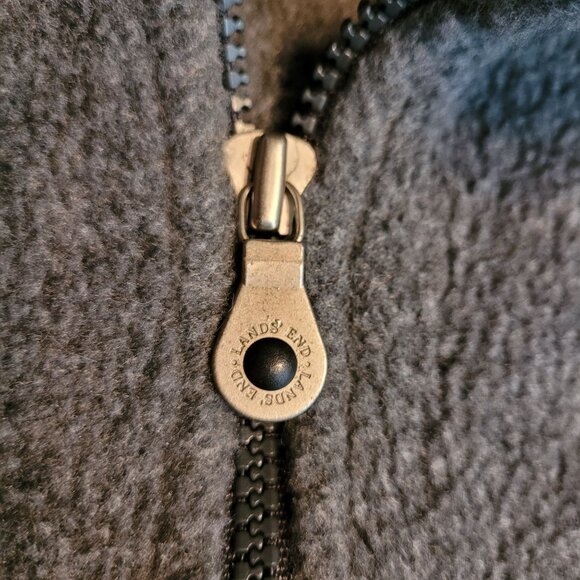 Lands End Fleece Pop Over Sweatshirt 3X 1/4 Zip Thru Pockets Heavy Weight Gray - Picture 4 of 10